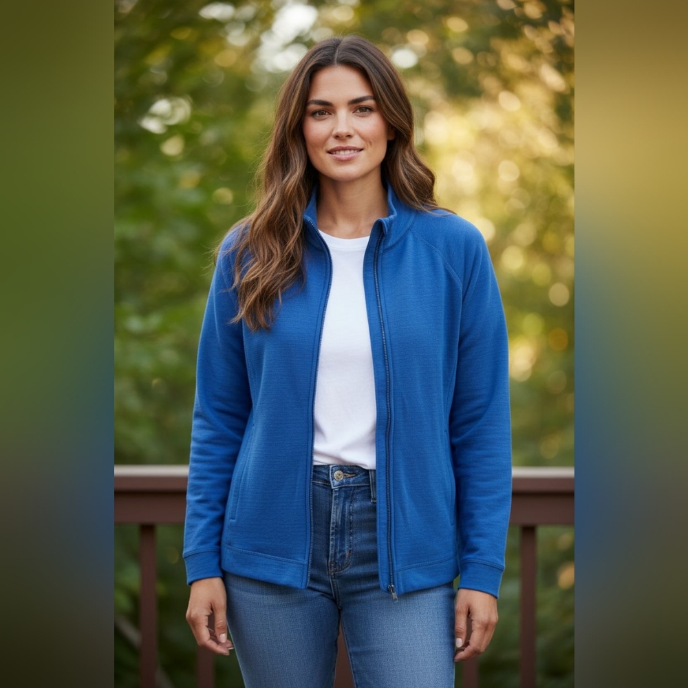 Talbots Stretch Polyester Full Zip Jacket Fleece … - image 1